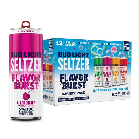 Bud Light Seltzer, Hard Seltzer, Flavor Burst Variety, 12 pack, 12 fl oz Aluminum Cans, 5% ABV