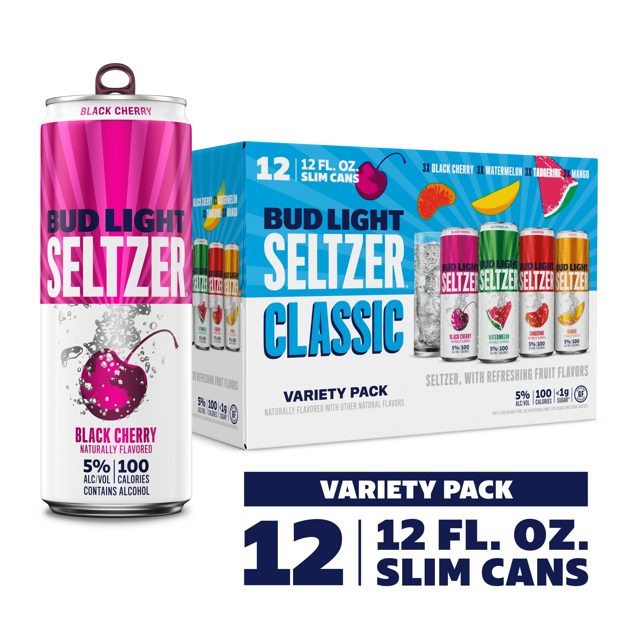 Bud Light Seltzer Variety Pack, Gluten Free Hard Seltzer, 12 Pack, 12