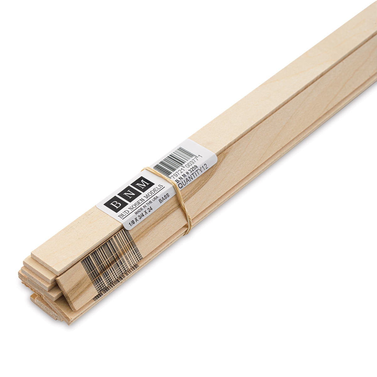 Bud Nosen Basswood Sticks - 1/8 inch x 3/4 inch x 24 inch, 12 Sticks