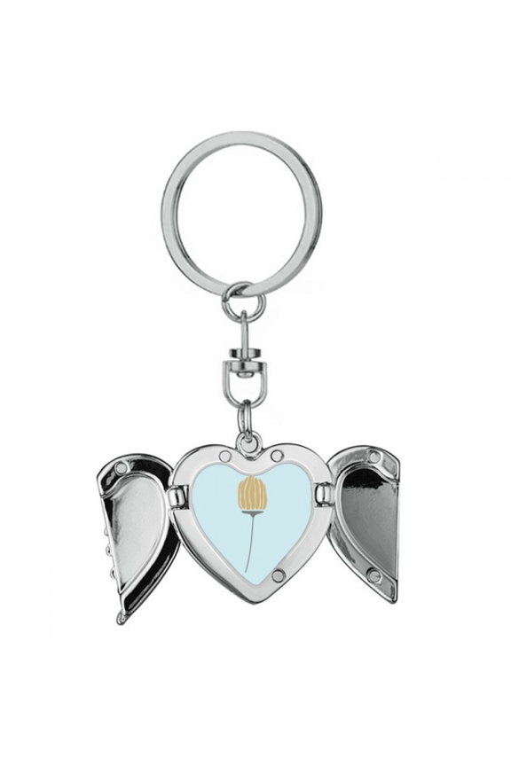 Bud Yellow Flower Art Pattern Heart Angel Wing Key Chain Holder