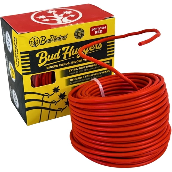 BudHuggers Flexible Rubber Garden Wire Ties, 3mm, 50ft (15m), Plant Training Ties for Branch Support and Plant Shaping