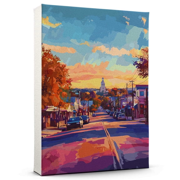 Buda Canvass Vintage, Texas Travel Prints Wall Art, Buda Travel Canvas, Texas Travel Colorful Canvas - 100AZ198