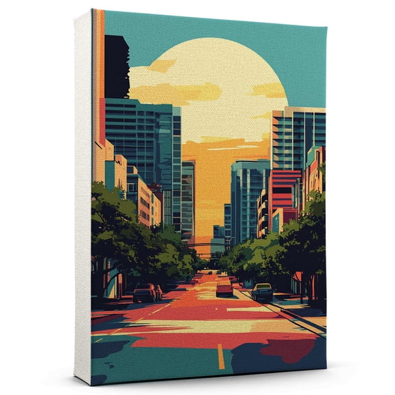 Buda Travel Canvas, Texas Canvas Print vintage, Colorful Buda Decor City Road, Texas Pictures Wall Art - 102AZ198