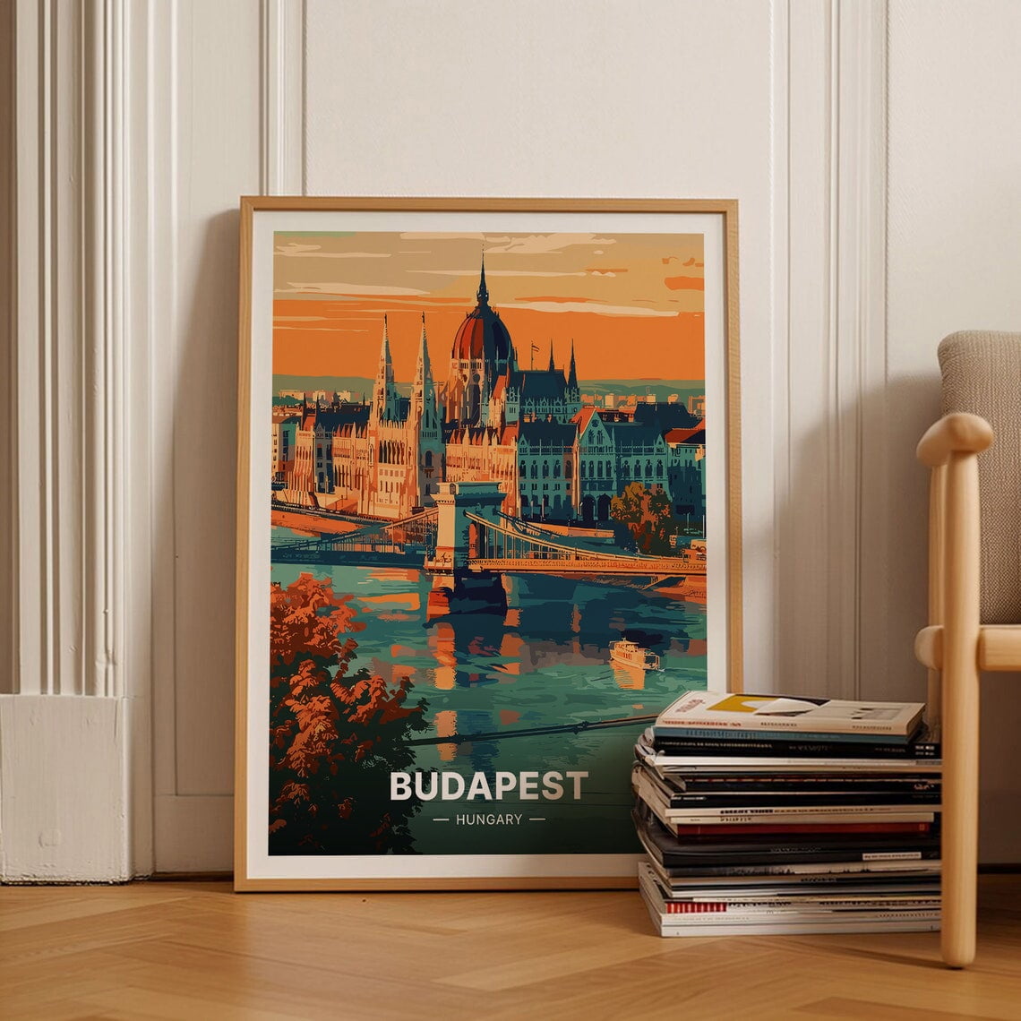 Budapest Cityscape Travel Poster, Hungary, European City, Artistic ...