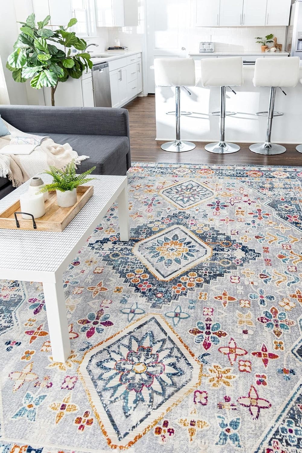 Budapest Collection Area Rug 8' X 10' Light Gray LowPile Rug Perfect