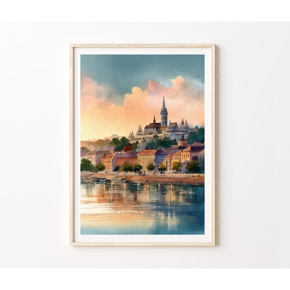 Budapest Hungary Danube River Parliament Building Wall Art, Unframed Paper Poster 8x10in