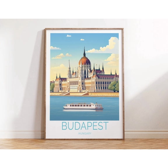 Budapest Hungary Danube River Skyline City Scenery Wall Art Unframed Paper Print