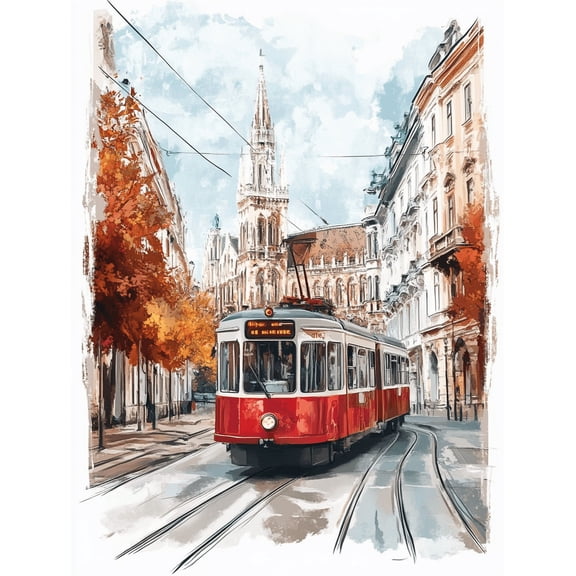 Budapest Tram Canvas Print/Wall Art Suitable for Living Room Bedroom Office Dining Room and Hallway Decoration.