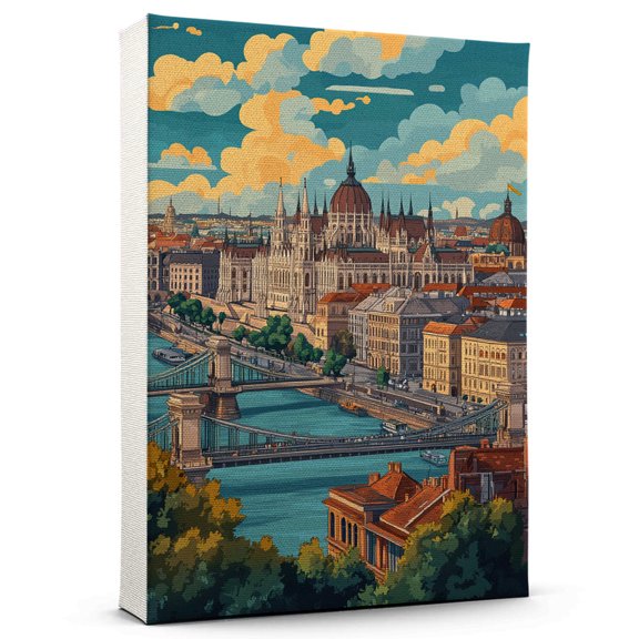 Budapest Vintage Travel Canvass, Hungary Canvas Wall Art, Budapest Canvas Wall Art, Hungary Wall Art Picture Print Decor - 105AZ200
