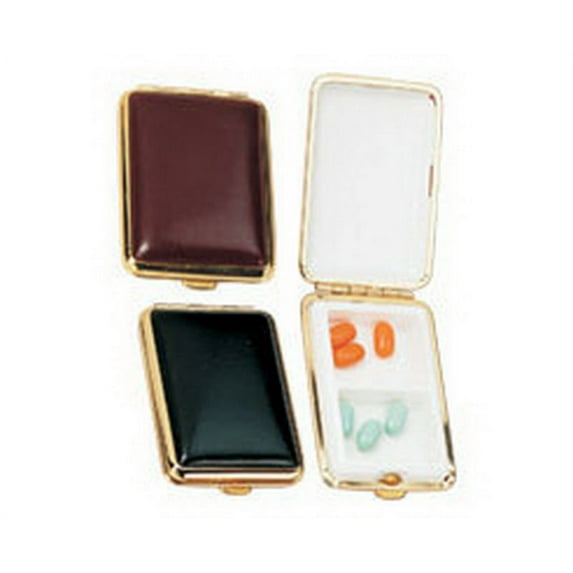 Budd Leather MG860-9 Leather Framed Double Pill Box Red