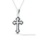 thumbnail image 1 of Budded / Botonée Cathedral Cross Christian Pendant & Chain Necklace in Oxidized .925 Sterling Silver, 1 of 1