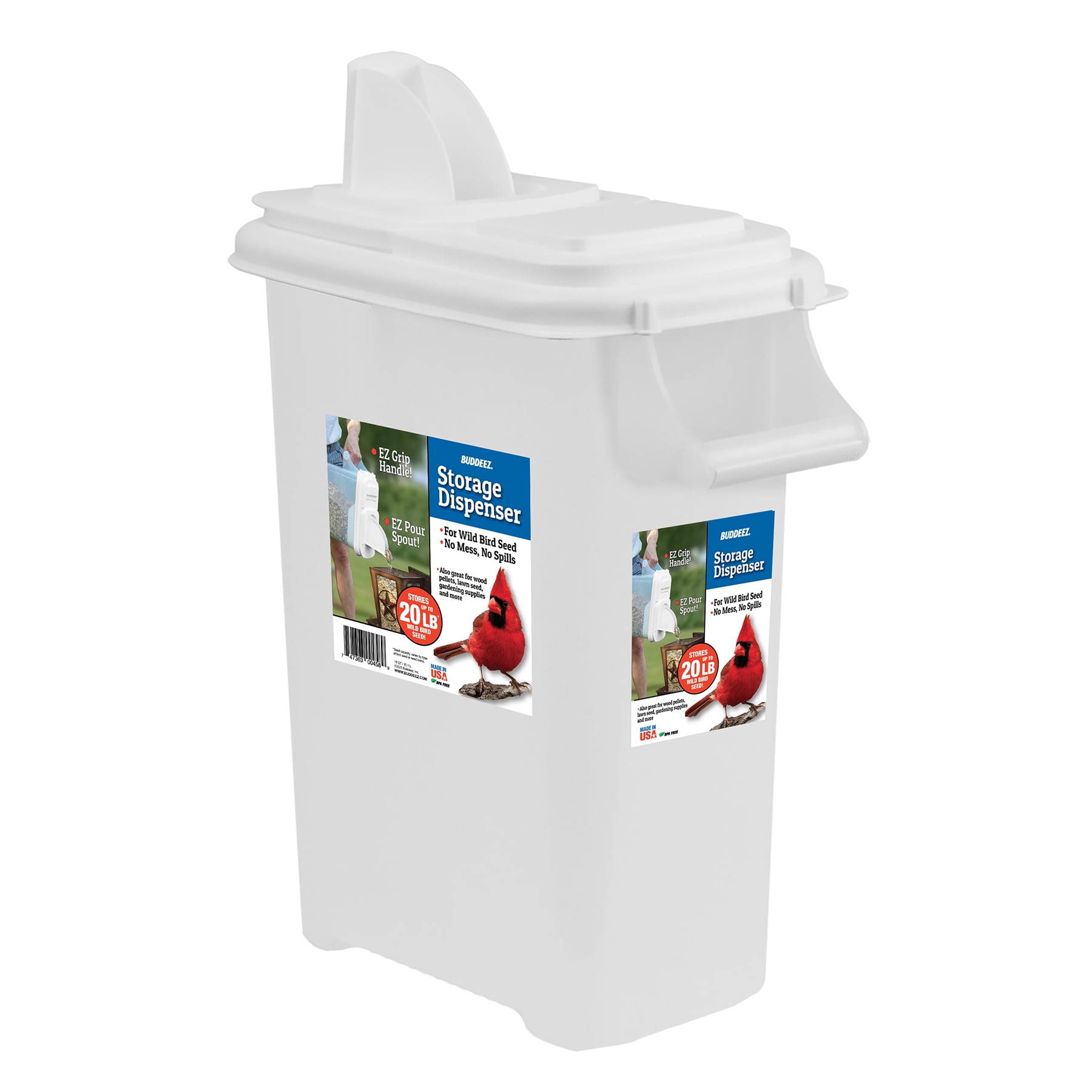 Buddeez 8 Qt and 3.5 Qt Wild or Pet Bird Seed Dispenser Set (Set of 2  Containers with Lids) 