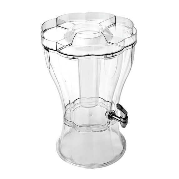 Buddeez 3.5 Gallon Break-Resistant Tritan Beverage Dispenser with Removable Ice-Cone and Party Top Lid that Holds Cups, Sweeteners, Garnishes and More
