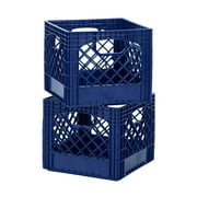 Buddeez Durable Plastic Classic Milk Storage Crate, Blue (2-Pack Set)