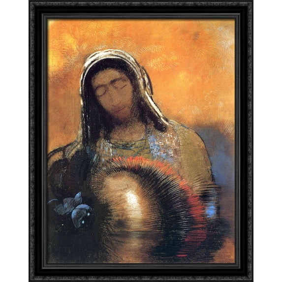 Buddha 28x36 Large Black Ornate Wood Framed Canvas Art by Odilon Redon
