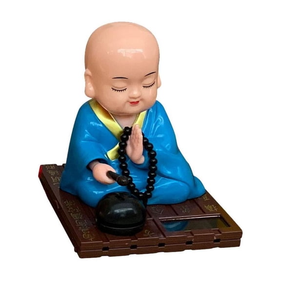 Buddha Bobble Head, Solar-Powered Little Monk Figurines Car Dashboard Decorations, Mini Monk Buddhas Statue Shaking Car Decorations Accessories, Head Shaking Ornament for Luck