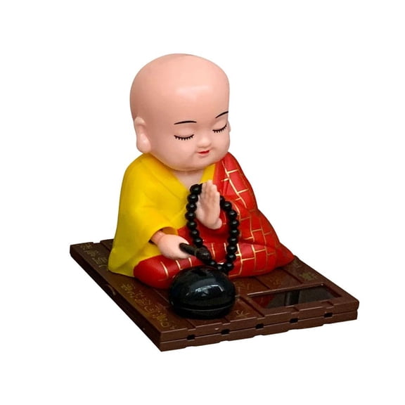 Buddha Bobble Head, Solar-Powered Little Monk Figurines Car Dashboard Decorations, Mini Monk Buddhas Statue Shaking Car Decorations Accessories, Head Shaking Ornament for Luck