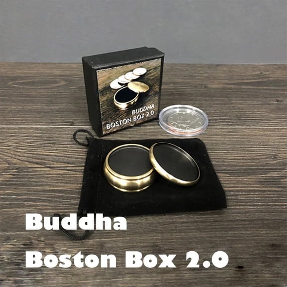 Buddha Boston Box 2.0 Magic Trick with Half Dollar Shell Coin Vanish Close Up Stage Magician Props Video Instruction