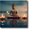 thumbnail image 1 of Buddha Canvas Wall Art Buddha Statue & Lotus Flower Painting Prints Zen Pictures Buddhist Spiritual Artwork for Yoga Spa Meditation Room Framed(Picture-4, (12.00" x 12.00")), 1 of 6