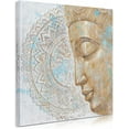 thumbnail image 1 of Buddha Canvas Wall Art Picture - Mandala Buddhism Statue Inspirational Painting Zen Meditation Home Decor for Bathroom Bedroom Framed Ready to Hang (14"x14"x1), 1 of 6