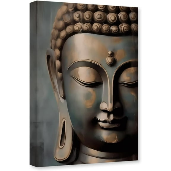 Buddha Canvas Wall Art Zen Pictures Wall Decor Buddha Portrait Painting Print Meditation Spirit Yoga Room Bathroom Decor Frame (Buddha - 1, 12.00" x 18.00")