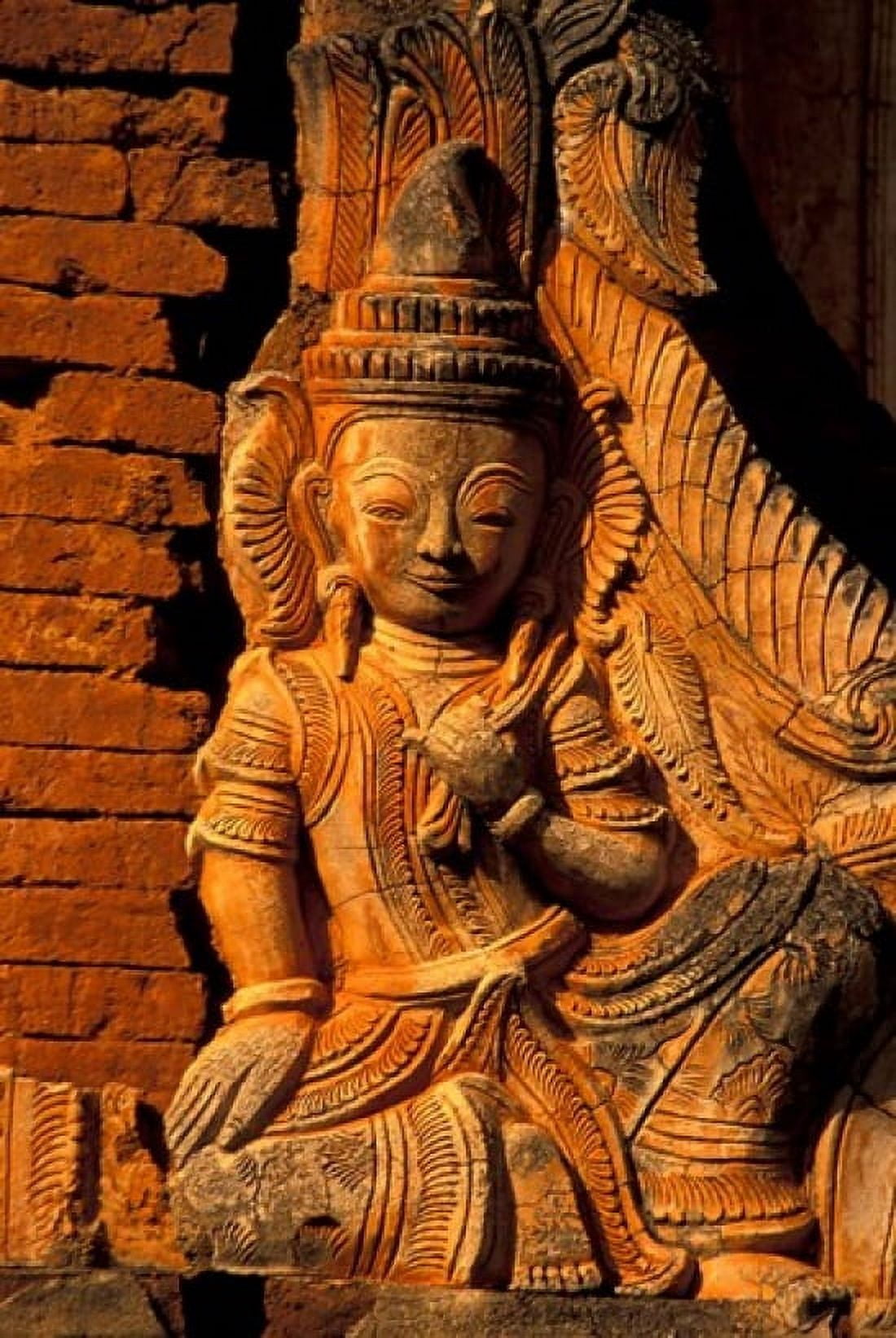 Buddha Carving at Ancient Ruins of Indein Stupa Complex Myanmar Canvas Art - Keren Su DanitaDelimont (24 x 35)