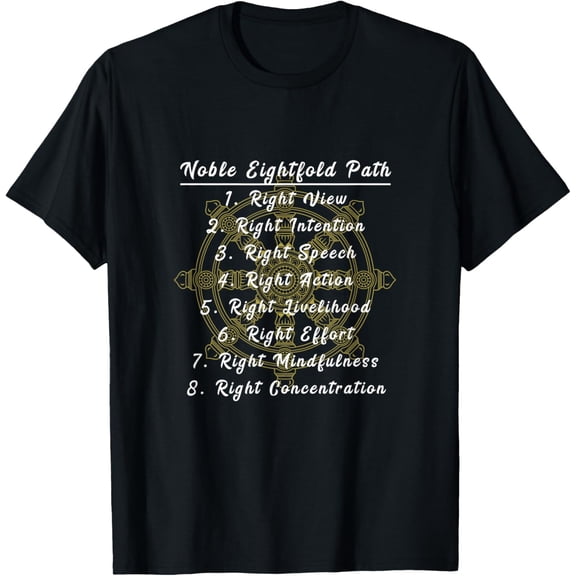 Buddha Dharma Wheel Noble Eightfold Path Buddhism T-ShirtMen's and women's gift, black and white T-shirt, size: Extra large S-4XL