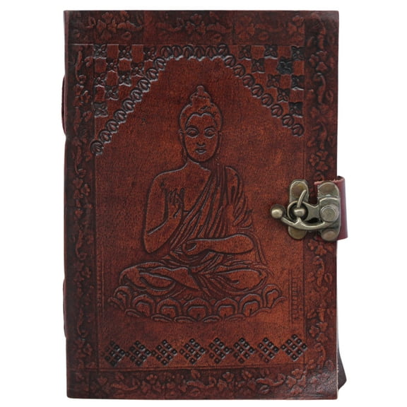 Buddha Embossed Handmade Leather Diary Bound Writing Journal Notebook Diary Notepad Unlined Paper Sketchbook Drawing Journal For Men & Women Blank Paper 7 X 5