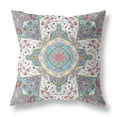 thumbnail image 1 of Buddha Flower Ceremony Indoor/Outdoor Fabric Pillow Zip -Green Cream Pink 26", 1 of 5