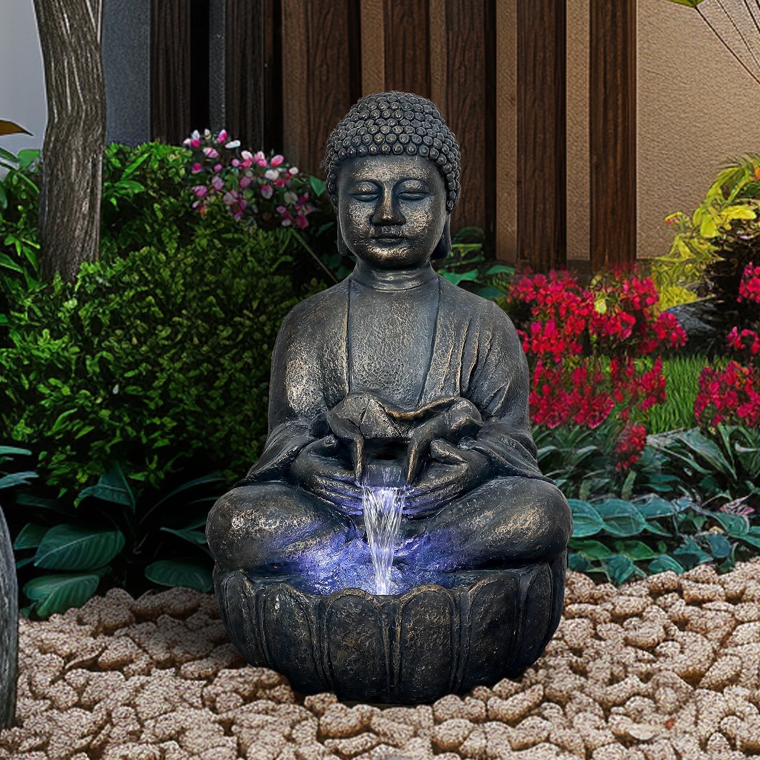 Buddha Fountain Outdoor With Light For Garden Zen Decor 28 3 High buddha-fountain-outdoor-with-light-for-garden-zen-decor-28-3-high