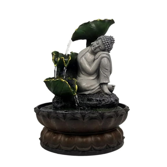 Buddha Fountain Tabletop Water Fountain for Decoration, Decorative Sculpture with Water Luck Keeping