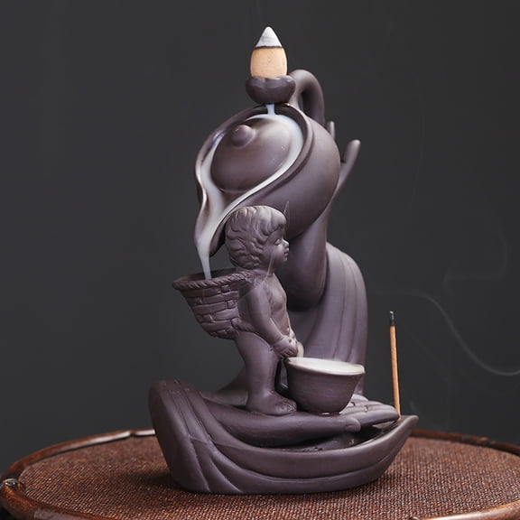 Buddha Hand Series Backflow Incense Burner Indoor Smoke Waterfall Incense Holder Creative Ceramic Incense Burner (Boy)