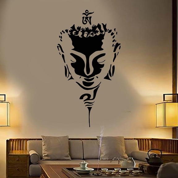 Buddha Head Face Buddhism Yoga Vinyl Wall Sticker Home Decor Living Room Decals Bedroom Headboard Wallpaper Removable 56x101cm