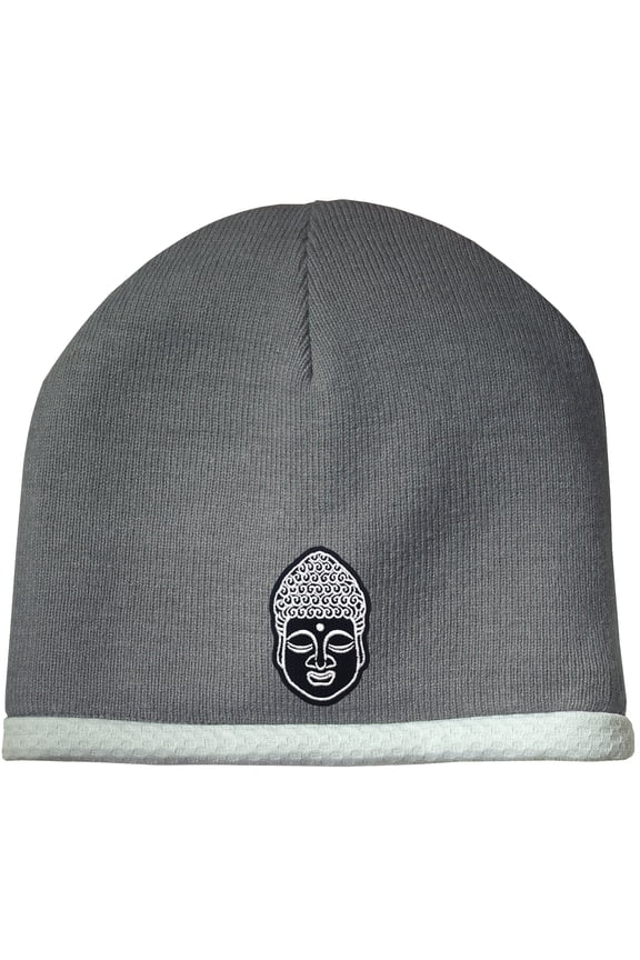 Buddha Head Patch Performance Beanie Hat - Athletic Heather Grey