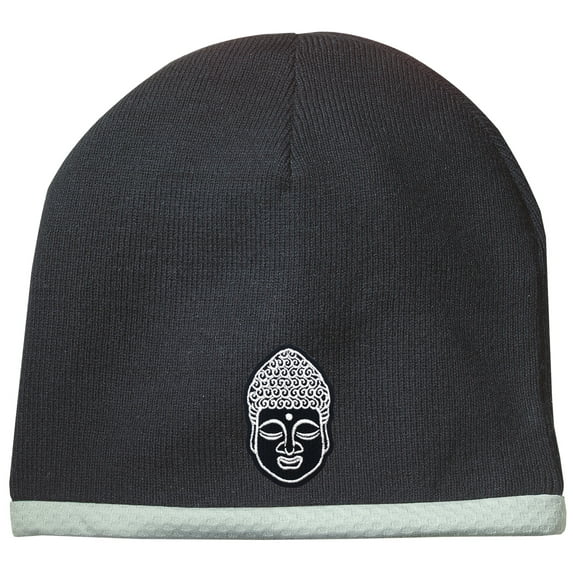 Buddha Head Patch Performance Beanie Hat - Black