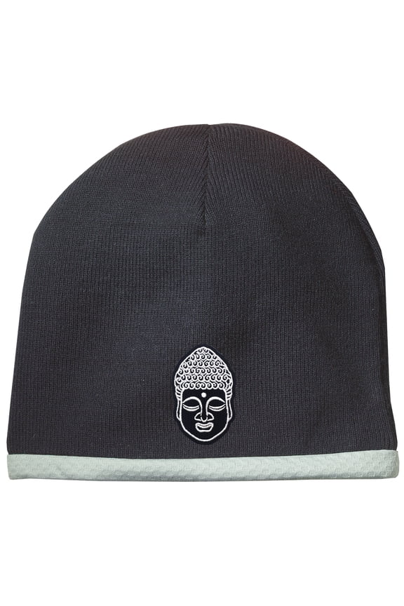Buddha Head Patch Performance Beanie Hat - Black