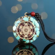 Buddha & Karma Archangel Metatron Orgonite Pendant - Turquoise Necklace