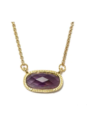 Crystal Pendant Necklace - Amethyst