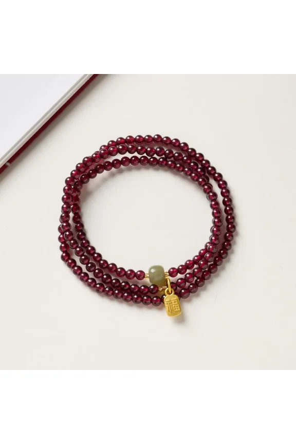 Red Garnet Fu Wealth Bracelet