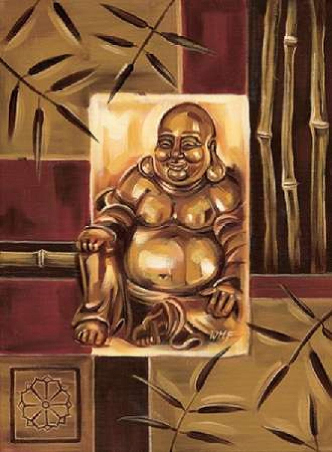 Buddha Laughing Canvas Art - Wendy Fields (18 x 24)