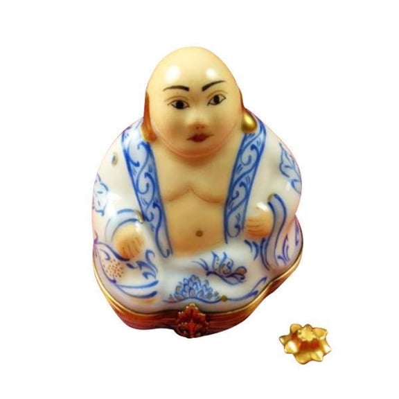 Buddha with Removable Gold Lotus Limoges Box | Limoges Box Limoges Box Porcelain Figurine