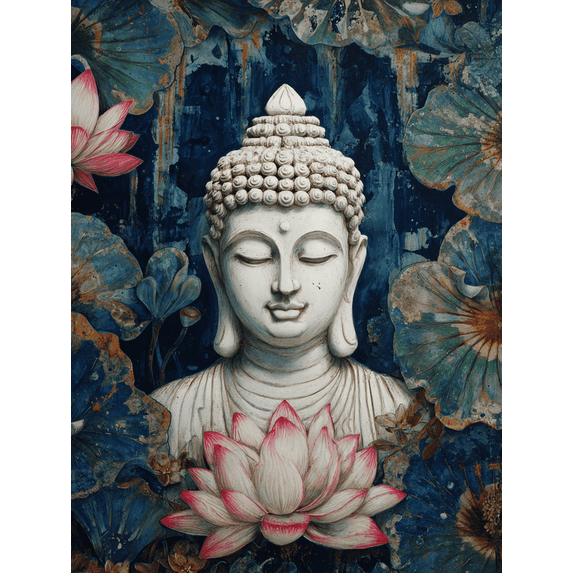 Buddha Lotus Canvas Wall Art, Wall Decor for Living Room Bedroom Office ...