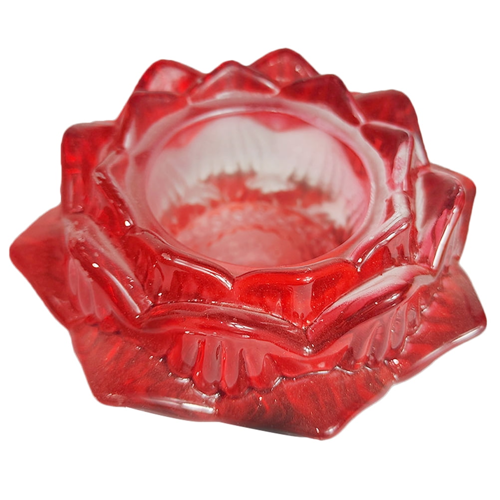 Buddha Lotus Flower Shaped Candle Holder Decorative Glass Lotus Petal