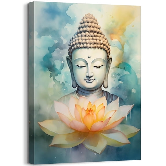 Buddha Lotus Wall Art Buddhist Meditation Wall Decor Lotus Flower Pictures Zen Spiritual Canvas Prints Painting Artwork for Living Room Bedroom Bathroom Yoga Room Decor