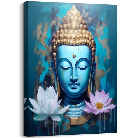 Buddha Lotus Wall Art Buddhist Meditation Wall Decor Lotus Flower Pictures Zen Spiritual Canvas Prints Painting Artwork for Living Room Bedroom Bathroom Yoga Room Decor