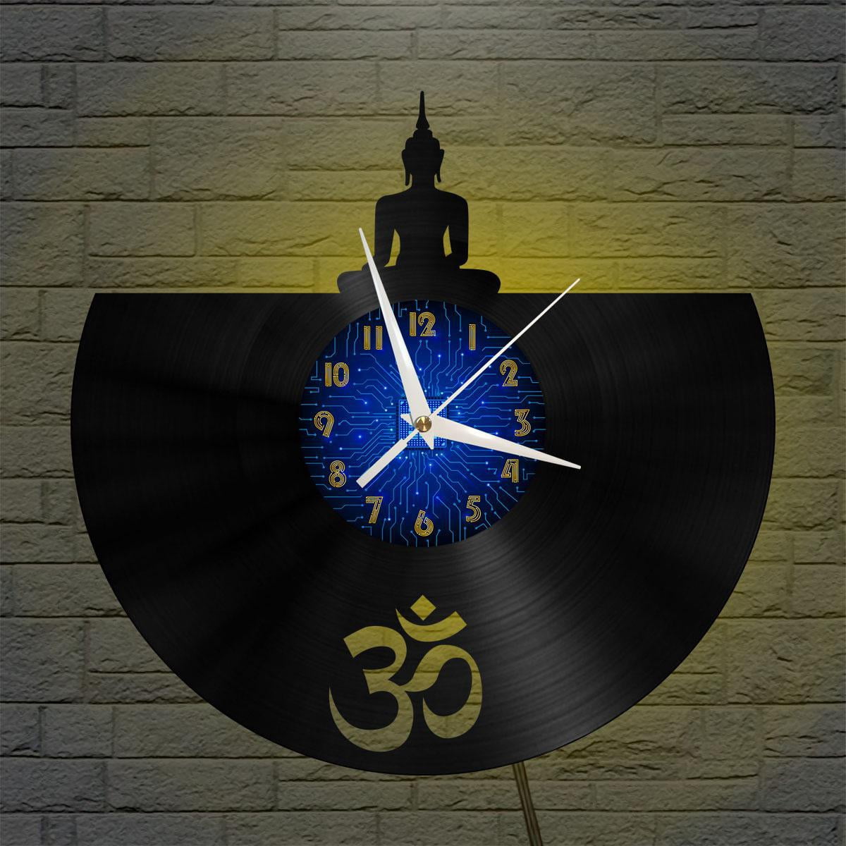 Meditating Clock Buddha Meditating 12 Inch Vinyl Record Wall Clock - Silent, Creative ...