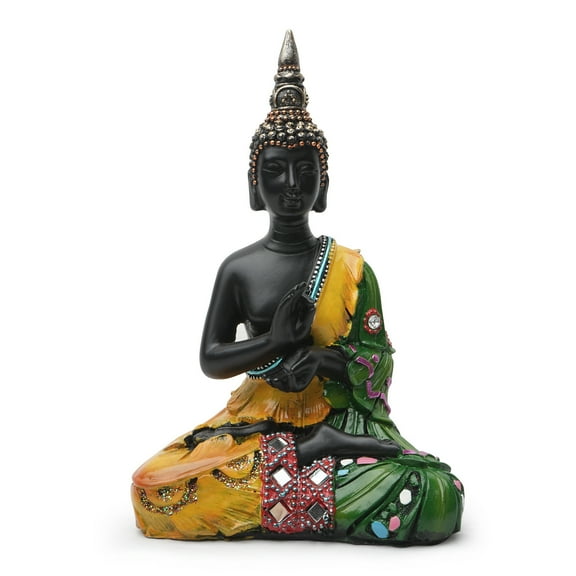 Buddha Meditating Sculpture，Hand-Painted Buddha Statues，Buddha Statues for Home，Meditation Decor, Spiritual Living Room Decor, Yoga Zen Decor, Hindu and East Asian Decor (Colorful)