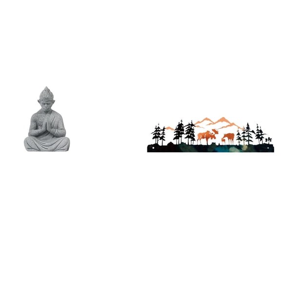 Buddha Monkey Deer Sculpture Figurine Sandstone Metal Lifelike Detail for Indoor Outdoor Living Room Patio