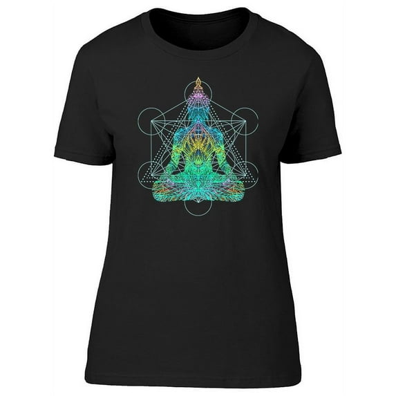 Buddha Over Hexagon Mandala T-Shirt Women -Image by Shutterstock, Female x-Large