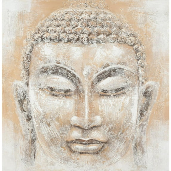Buddha Painting-Color:Orange/Yellow,Finish:Natural